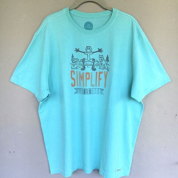 Life Is Good Shirt Men L Blue Simplify Graphic Logo Cotton Tee Nature Outdoors - Picture 1 of 12